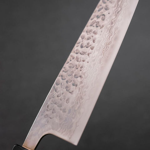 Santoku Silver Steel #3 Tsuchime Damast Büffelhorn und Ebenholz Griff 170mm-[Musashi]-[Japan-Küchenmesser]