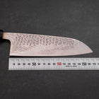 Santoku Silver Steel #3 Tsuchime Damast Büffelhorn und Ebenholz Griff 170mm-[Musashi]-[Japan-Küchenmesser]