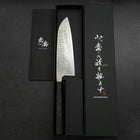Santoku Silver Steel #3 Tsuchime Damast Büffelhorn und Ebenholz Griff 170mm-[Musashi]-[Japan-Küchenmesser]