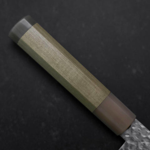 Santoku Silver Steel #3 Tsuchime Damast Büffelhorn und Magnolie Griff 170mm-[Musashi]-[Japan-Küchenmesser]