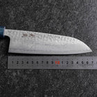 Santoku Silver Steel #3 Tsuchime Damast Dunkelblauer Urushi Griff 170mm-[Musashi]-[Japan-Küchenmesser]