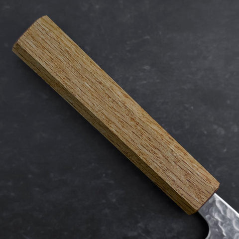 Santoku Silver Steel #3 Tsuchime Damast Eichenholz Griff 165mm-[Musashi]-[Japan-Küchenmesser]