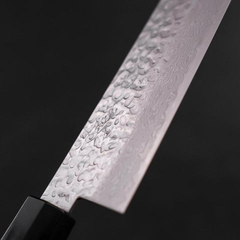 Santoku Silver Steel #3 Tsuchime Damast Walnuss Griff 170mm-[Musashi]-[Japan-Küchenmesser]
