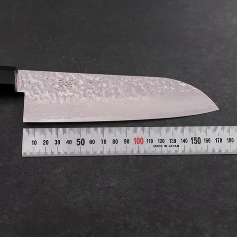 Santoku Silver Steel #3 Tsuchime Damast Walnuss Griff 170mm-[Musashi]-[Japan-Küchenmesser]