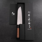 Santoku Silver Steel #3 Tsuchime Damast Walnuss Griff 170mm-[Musashi]-[Japan-Küchenmesser]