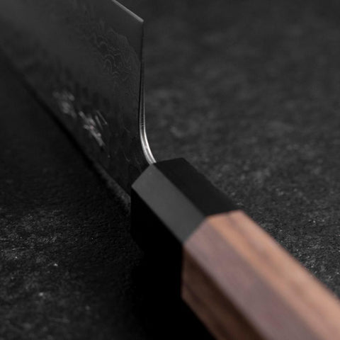 Santoku Silver Steel #3 Tsuchime Damast Walnussholz Griff 170mm-[Musashi]-[Japan-Küchenmesser]