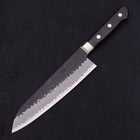 Santoku Stainless Clad Blue Super Kurouchi Tsuchime Western Handle Black 185mm (7”)-[Musashi]-[Japan-Küchenmesser]