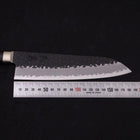 Santoku Stainless Clad Blue Super Kurouchi Tsuchime Western Handle Black 185mm (7”)-[Musashi]-[Japan-Küchenmesser]
