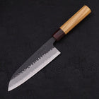 Santoku Stainless Clad Blue Super Kurouchi Tsuchime Zelkova Handle 170mm (6.7”)-[Musashi]-[Japan-Küchenmesser]