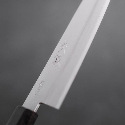 Santoku Stainless Clad Blue Super Polished Buffalo Ebony Handle 140mm (5.5”)-[Musashi]-[Japan-Küchenmesser]