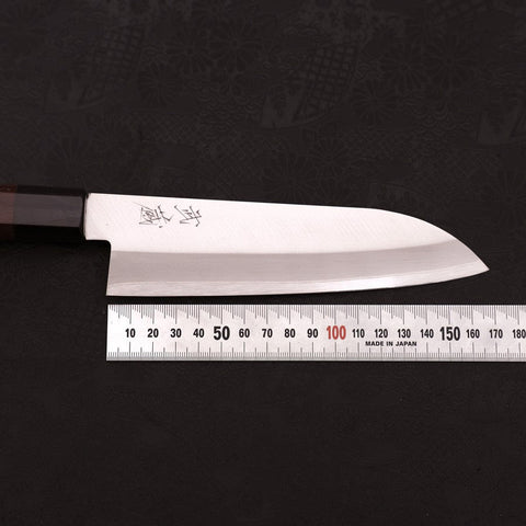 Santoku Stainless Clad Blue Super Polished Rosewood Handle 165mm (6.5”)-[Musashi]-[Japan-Küchenmesser]