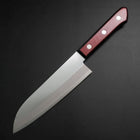 Santoku Stainless Clad Blue Super Polished Western Black Red Handle 165mm (Tsuba-nashi) (6.5”)-[Musashi]-[Japan-Küchenmesser]
