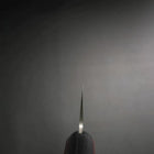 Santoku Stainless Clad Blue Super Polished Western Black Red Handle 165mm (Tsuba-nashi) (6.5”)-[Musashi]-[Japan-Küchenmesser]