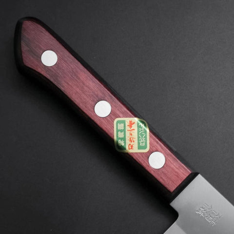 Santoku Stainless Clad Blue Super Polished Western Black Red Handle 165mm (Tsuba-nashi) (6.5”)-[Musashi]-[Japan-Küchenmesser]