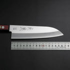 Santoku Stainless Clad Blue Super Polished Western Black Red Handle 165mm (Tsuba-nashi) (6.5”)-[Musashi]-[Japan-Küchenmesser]