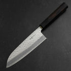 Santoku Stainless Clad Blue Super Tsuchime Buffalo Ebony Handle 165mm (6.5”)-[Musashi]-[Japan-Küchenmesser]