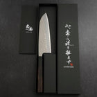 Santoku Stainless Clad Blue Super Tsuchime Buffalo Ebony Handle 165mm (6.5”)-[Musashi]-[Japan-Küchenmesser]