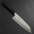 Santoku Stainless Clad Blue Super Tsuchime Buffalo Ebony Handle 165mm (6.5”)-[Musashi]-[Japan-Küchenmesser]