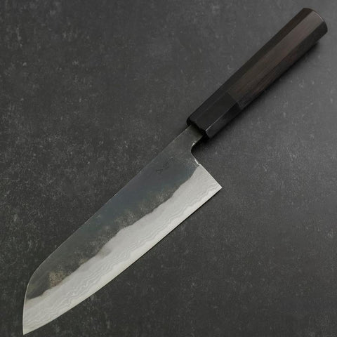 Santoku V-Toku 2 Kurouchi Damascus Buffalo Ebony Handle 165mm (6.5”)-[Musashi]-[Japan-Küchenmesser]