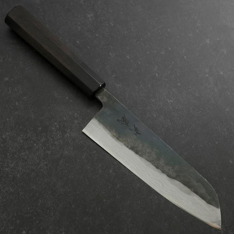 Santoku V-Toku 2 Kurouchi Damast Büffelhorn und Ebenholz Griff 165mm-[Musashi]-[Japan-Küchenmesser]