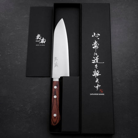 Santoku VG-1 Bokashi Westlicher Mahagoni Griff 165mm-[Musashi]-[Japan-Küchenmesser]