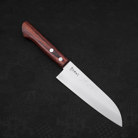 Santoku VG-1, Poliert Mahagoni Westlicher Griff , 140mm-[Musashi]-[Japan-Küchenmesser]