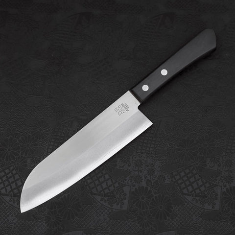 Santoku VG-1 Poliert Schwarzer Westlicher Griff 170mm (Tsuba Nashi)-[Musashi]-[Japan-Küchenmesser]