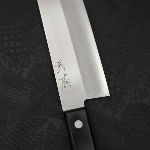 Santoku VG-1, Poliert Westlicher Griff in Schwarz, 170mm (Tsuba Nashi)-[Musashi]-[Japan-Küchenmesser]