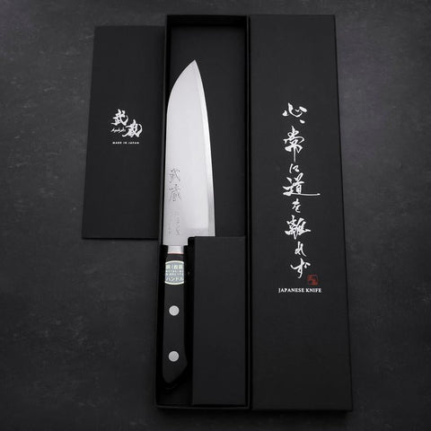 Santoku VG-1 Poliert Westlicher Griff mit Orangenem Inlay 165mm-[Musashi]-[Japan-Küchenmesser]