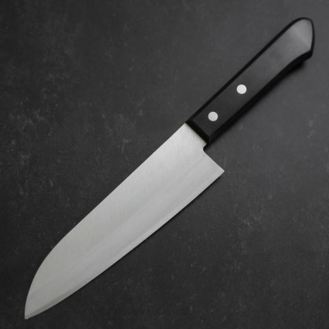 Santoku VG-1 Poliert Westlicher Schwarzer Griff 165mm (Tsuba-nashi)-[Musashi]-[Japan-Küchenmesser]