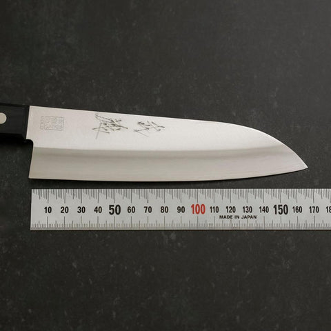 Santoku VG-1 Poliert Westlicher Schwarzer Griff 165mm (Tsuba-nashi)-[Musashi]-[Japan-Küchenmesser]