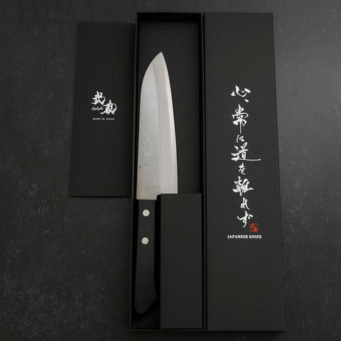 Santoku VG-1 Poliert Westlicher Schwarzer Griff 165mm (Tsuba-nashi)-[Musashi]-[Japan-Küchenmesser]