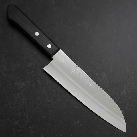 Santoku VG-1 Poliert Westlicher Schwarzer Griff 165mm (Tsuba-nashi)-[Musashi]-[Japan-Küchenmesser]