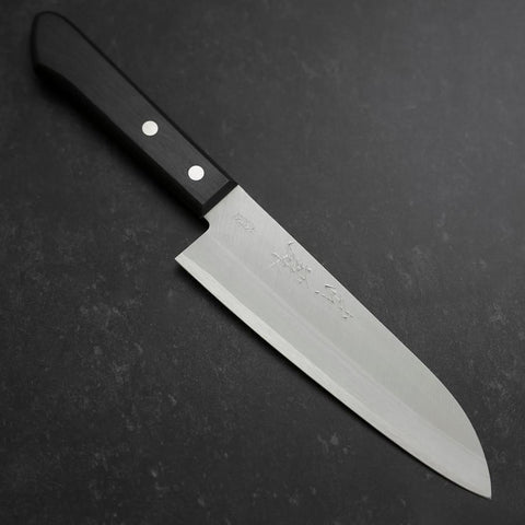 Santoku VG-1 Poliert Westlicher Schwarzer Griff 165mm (Tsuba-nashi)-[Musashi]-[Japan-Küchenmesser]