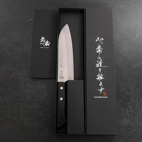 Santoku VG-1 Poliert Westlicher Schwarzer Griff 180mm-[Musashi]-[Japan-Küchenmesser]