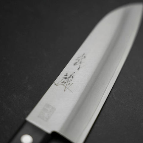 Santoku VG-1 Polished Western Black Handle 165mm (Tsuba-nashi)-[Musashi]-[Japan-Küchenmesser]