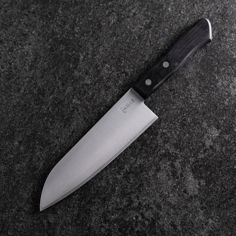 Santoku VG-1 Polished Western Black Handle 165mm（Tsuba-nashi) (6.5”)-[Musashi]-[Japan-Küchenmesser]