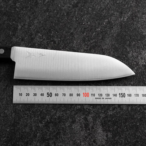 Santoku VG-1 Polished Western Black Handle 165mm（Tsuba-nashi) (6.5”)-[Musashi]-[Japan-Küchenmesser]