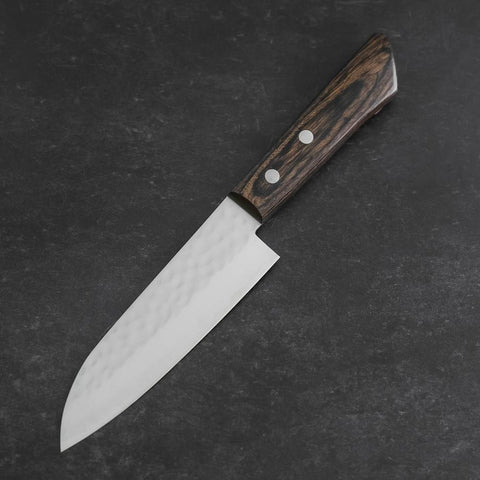 Santoku VG-1 Tsuchime Brauner Westlicher Mahagoni Griff 130mm (Tsuba Nashi)-[Musashi]-[Japan-Küchenmesser]