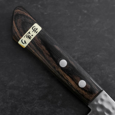 Santoku VG-1 Tsuchime Brauner Westlicher Mahagoni Griff 130mm (Tsuba Nashi)-[Musashi]-[Japan-Küchenmesser]