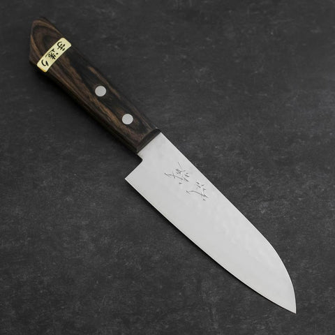Santoku VG-1 Tsuchime Brauner Westlicher Mahagoni Griff 130mm (Tsuba Nashi)-[Musashi]-[Japan-Küchenmesser]