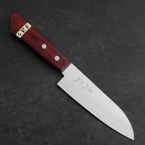 Santoku VG-1 Tsuchime Brauner Westlicher Mahagoniholz Griff 130mm (Tsuba Nashi)-[Musashi]-[Japan-Küchenmesser]