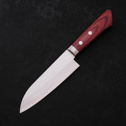 Santoku VG-1 Tsuchime Damascus Western Red Handle 130mm (5.1”)-[Musashi]-[Japan-Küchenmesser]