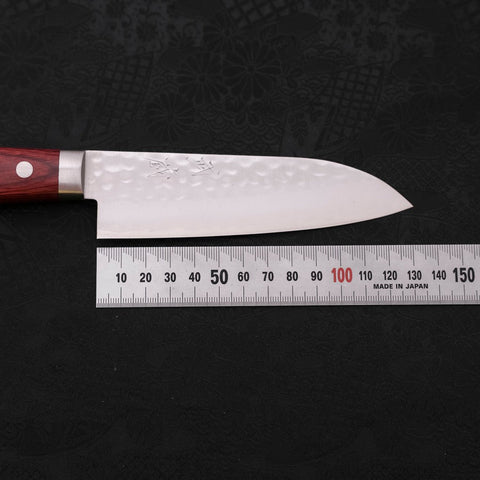 Santoku VG-1 Tsuchime Damascus Western Red Handle 130mm (5.1”)-[Musashi]-[Japan-Küchenmesser]