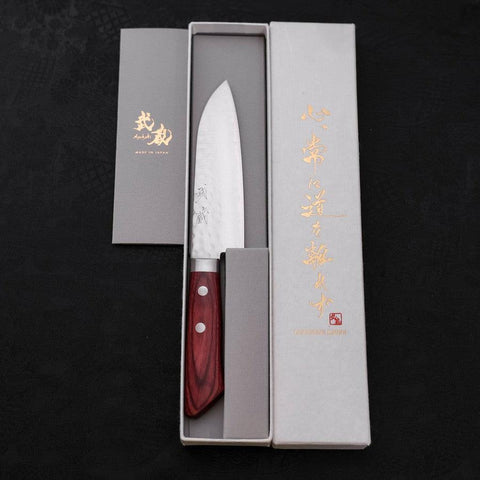 Santoku VG-1 Tsuchime Roter Westlicher Griff 135mm-[Musashi]-[Japan-Küchenmesser]