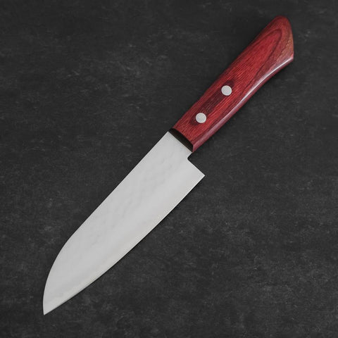 Santoku VG-1 Tsuchime Western Red Mahogany Handle 130mm (Tsuba Nashi) (5.1”)-[Musashi]-[Japan-Küchenmesser]