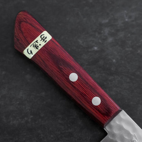 Santoku VG-1 Tsuchime Western Red Mahogany Handle 130mm (Tsuba Nashi) (5.1”)-[Musashi]-[Japan-Küchenmesser]