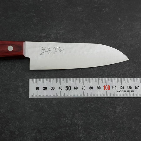 Santoku VG-1 Tsuchime Western Red Mahogany Handle 130mm (Tsuba Nashi) (5.1”)-[Musashi]-[Japan-Küchenmesser]