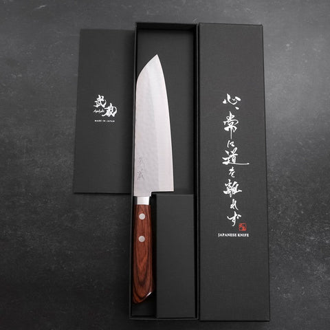 Santoku VG-1 Tsuchime Westlicher Mahagoni Griff 165mm-[Musashi]-[Japan-Küchenmesser]