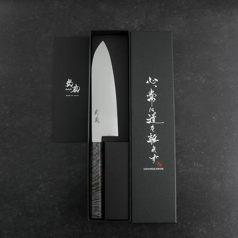 Santoku VG-10 Damascus Gray Birch Handle 180mm (7”)-[Musashi]-[Japan-Küchenmesser]